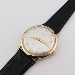 Rolex Precision Silver Dial, 34 mm, Manual, Yellow Gold