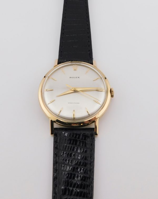 Rolex Precision Silver Dial, 34 mm, Manual, Yellow Gold - immagine 2