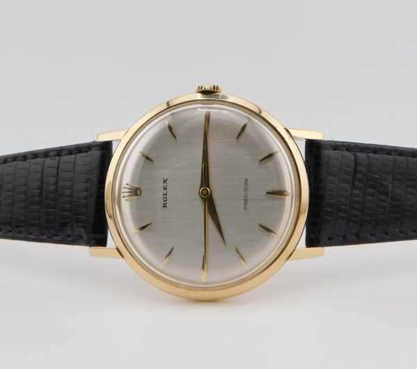 Rolex Precision Silver Dial, 34 mm, Manual, Yellow Gold - immagine 3