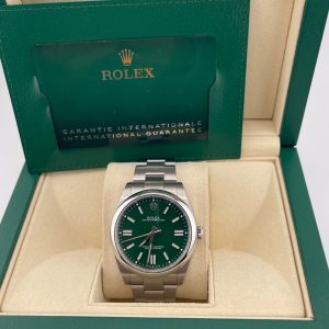 Rolex Oyster Perpetual 41 124300, Green, New 2022, Box/Paper