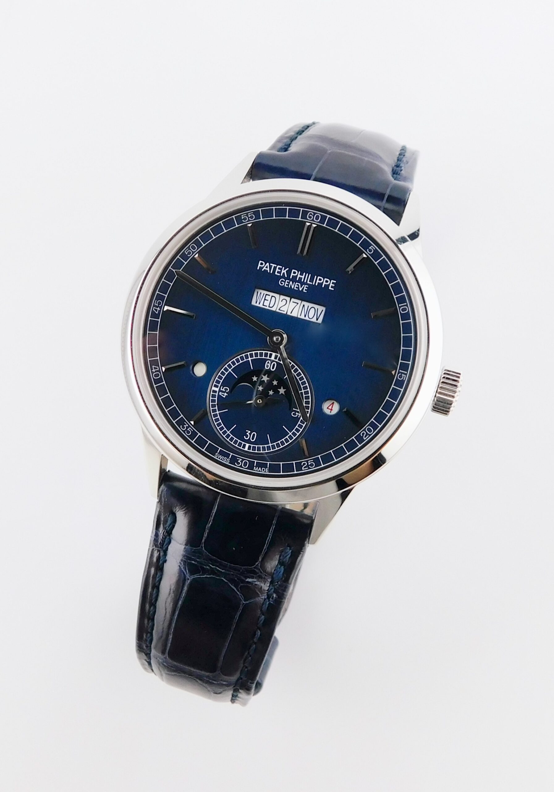 Patek Philippe Perpetual Calendar Grand Complications In Line Platinum , Blue Dial, Box/Paper