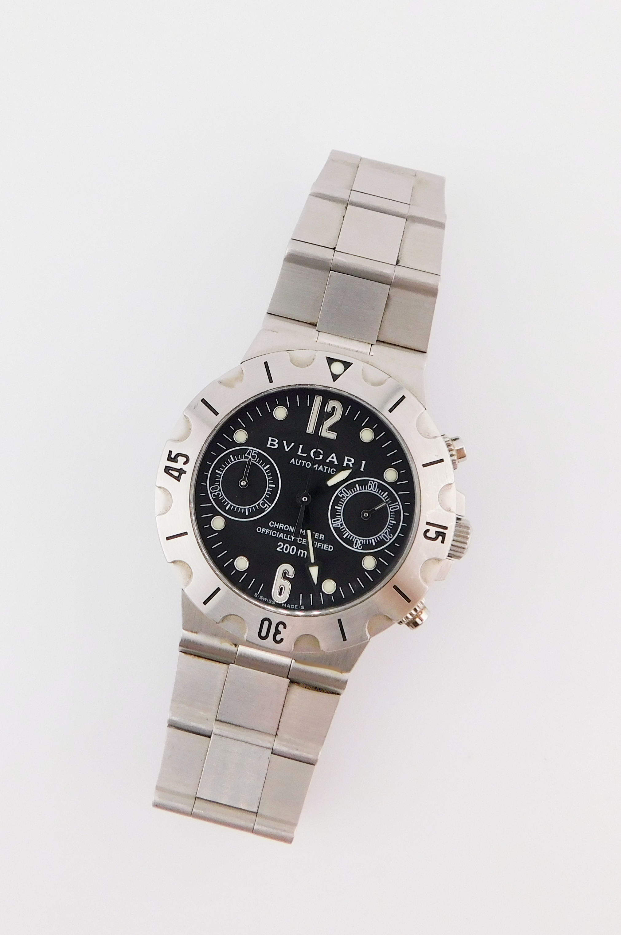 Bulgari Diagono Scuba Chronograph SCB 38 S Black Dial, Box/Paper