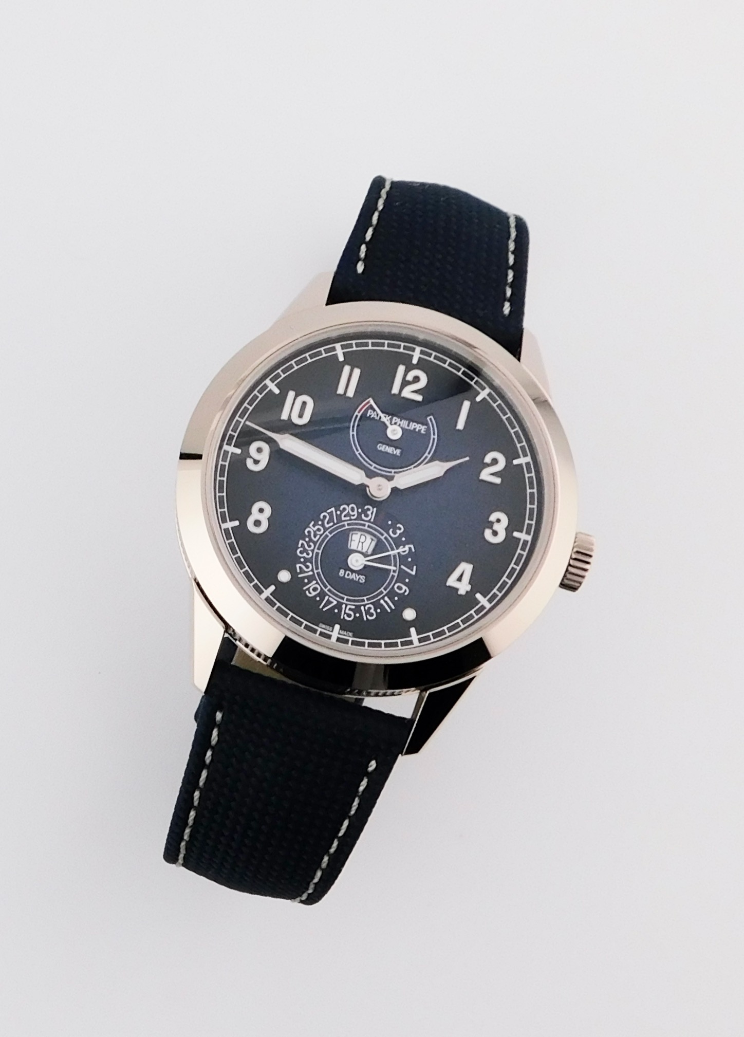 Patek Philippe Calatrava 8 days, Day-Date Blue Dial 5328G, New 2026, Box/Paper