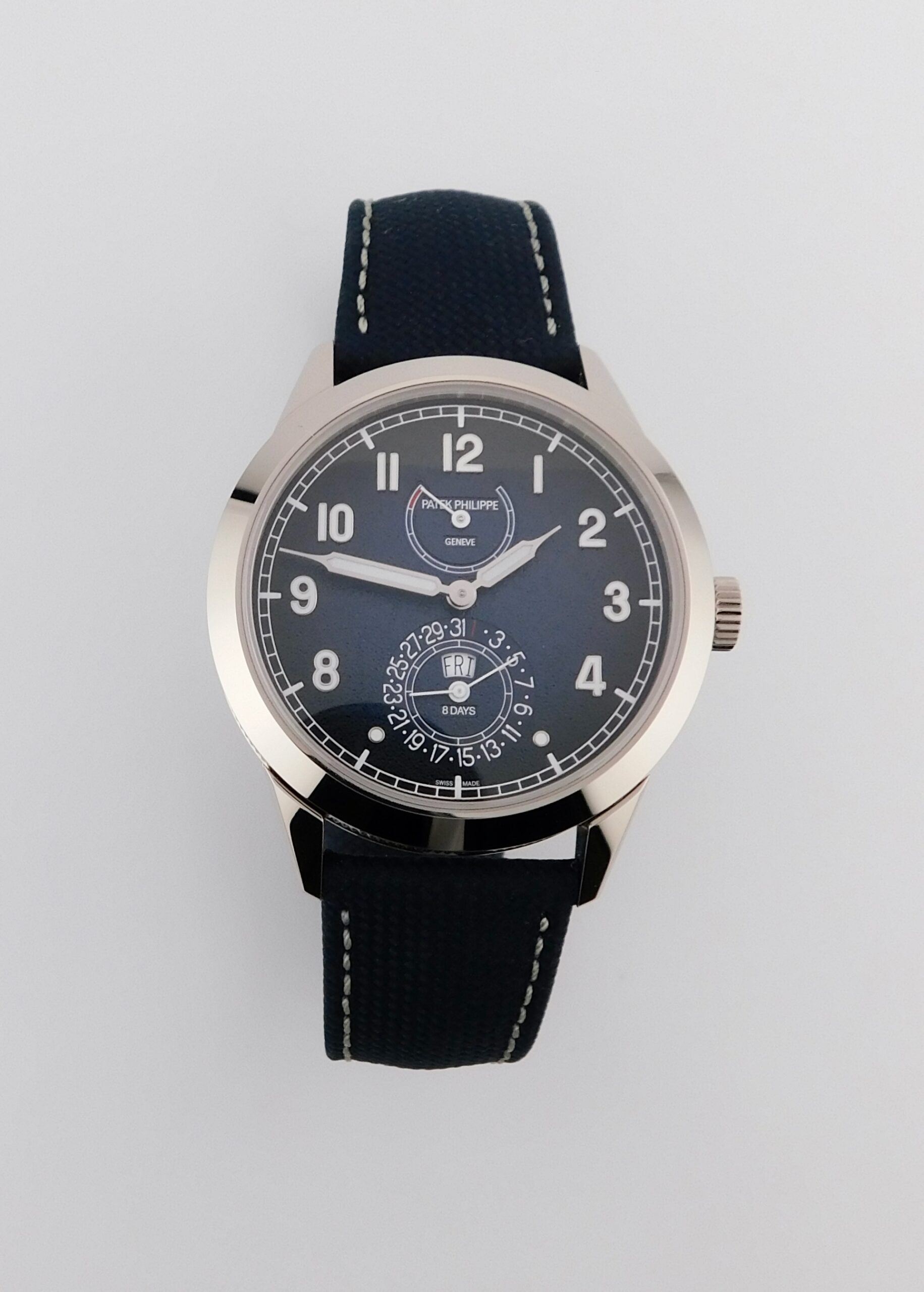 Patek Philippe Calatrava 8 days, Day-Date Blue Dial 5328G, New 2026, Box/Paper - immagine 2