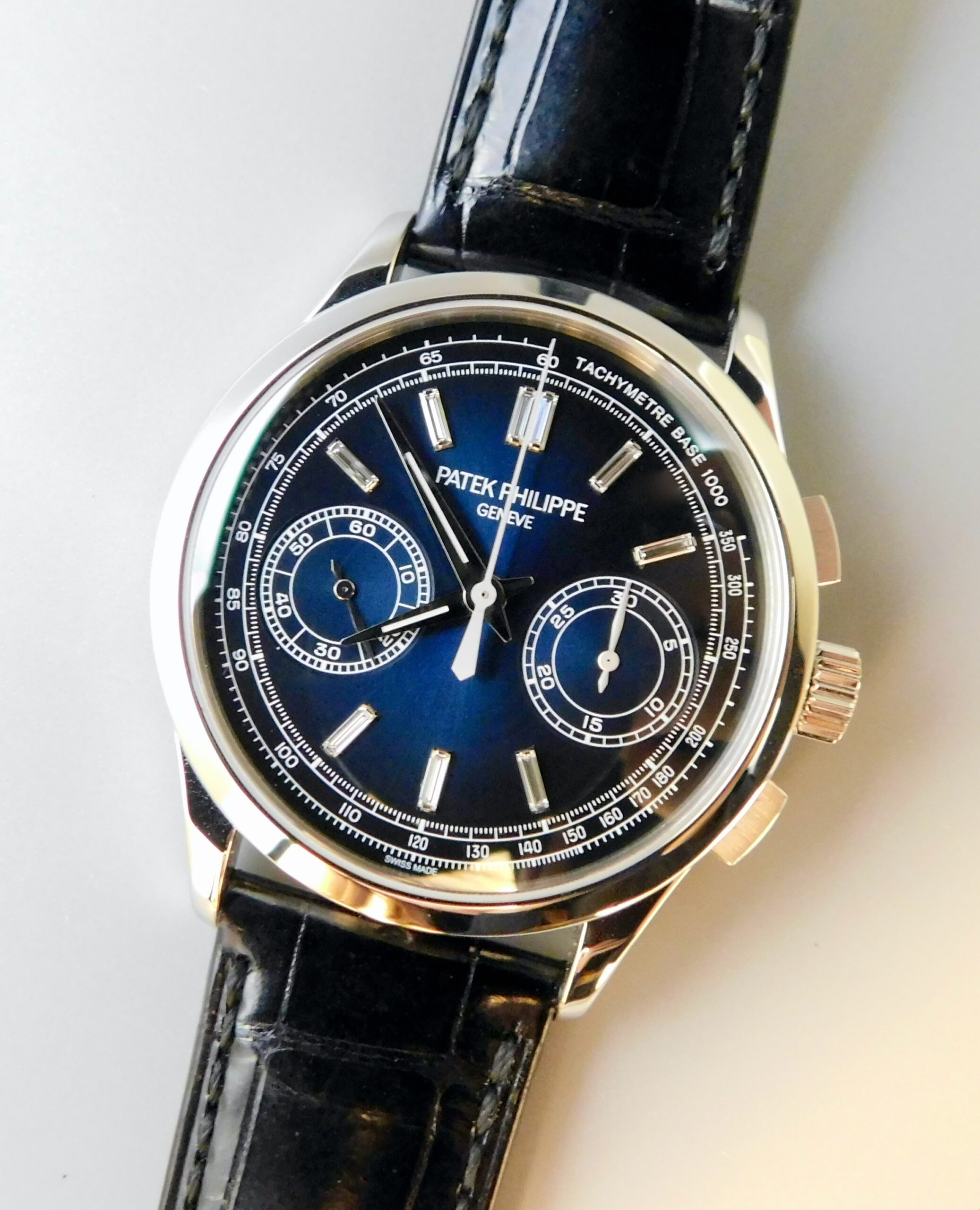 Patek Philippe Chronograph 5170P-001, Platinum, Blue Diamond Baguette Dial, New, Box/Paper